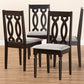 Baxton Studio Cherese Modern and Contemporary Grey Fabric Upholstered Espresso Brown Finished Wood Dining Chair Set of 4 | Modishstore | Dining Chairs
