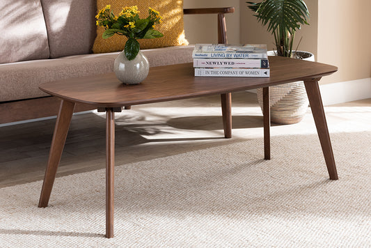 Baxton Studio Dahlia Mid-Century Modern Walnut Finished Coffee Table | Modishstore | Coffee Tables