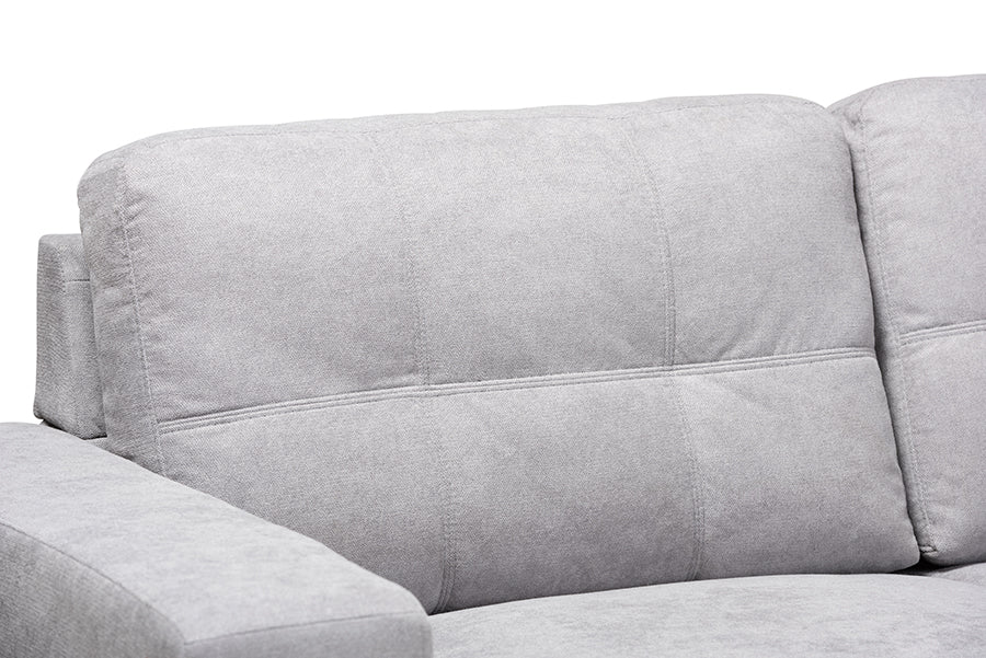 baxton studio langley modern and contemporary light grey fabric upholstered sectional sofa with right facing chaise | Modish Furniture Store-3