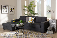 Baxton Studio Langley Modern and Contemporary Dark Grey Fabric Upholstered Sectional Sofa with Left Facing Chaise