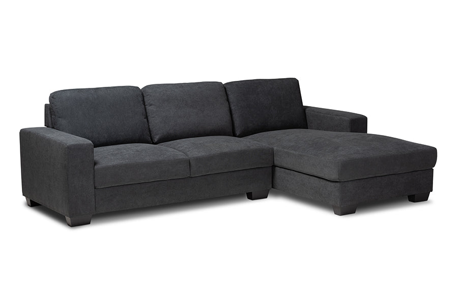 baxton studio nevin modern and contemporary dark grey fabric upholstered sectional sofa with right facing chaise | Modish Furniture Store-2
