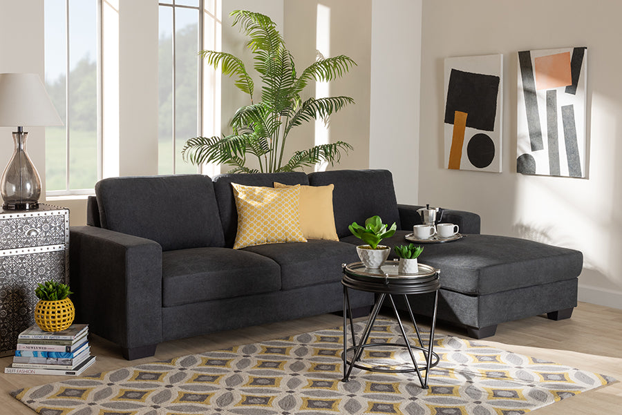 Grey Fabric Upholstered Sectional Sofa