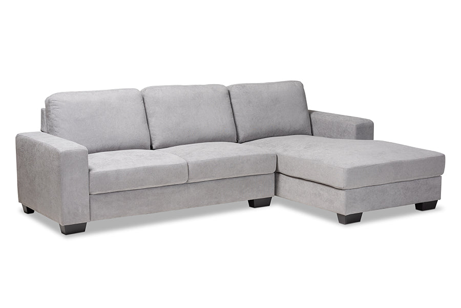 baxton studio nevin modern and contemporary light grey fabric upholstered sectional sofa with right facing chaise | Modish Furniture Store-2