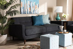 Baxton Studio Allister Mid-Century Modern Dark Grey Fabric Upholstered Sofa