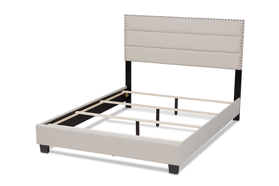 Baxton Studio Ansa Modern and Contemporary Beige Fabric Upholstered Queen Size Bed | Beds | Modishstore - 6