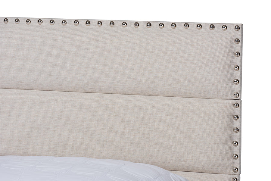 Baxton Studio Ansa Modern and Contemporary Beige Fabric Upholstered Queen Size Bed | Beds | Modishstore - 5