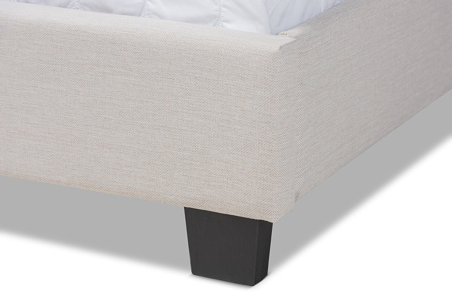 Baxton Studio Ansa Modern and Contemporary Beige Fabric Upholstered Queen Size Bed | Beds | Modishstore - 4
