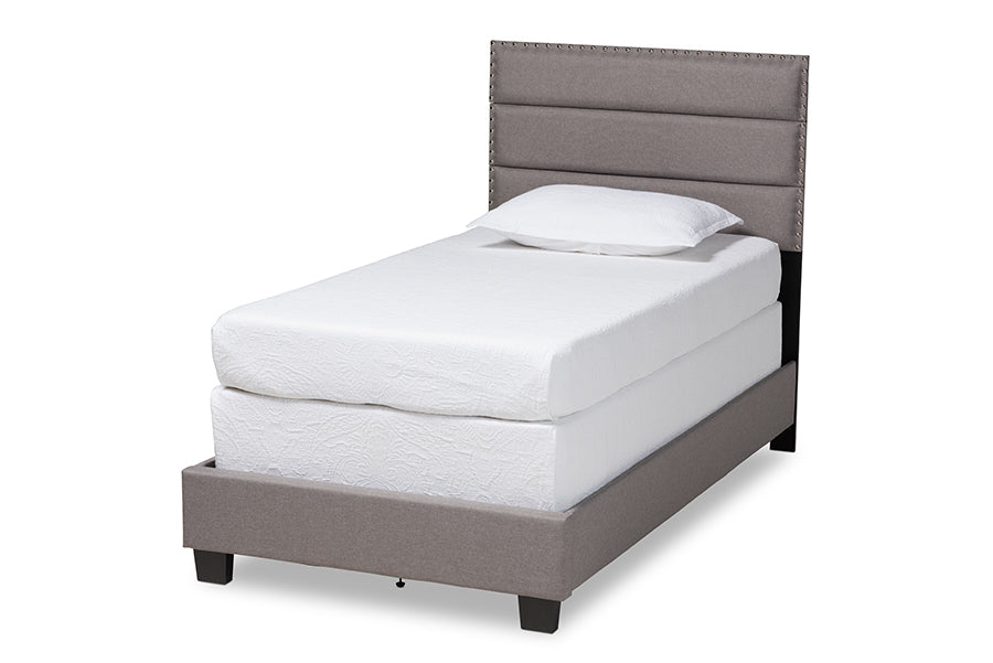 baxton studio ansa modern and contemporary grey fabric upholstered twin size bed | Modish Furniture Store-2