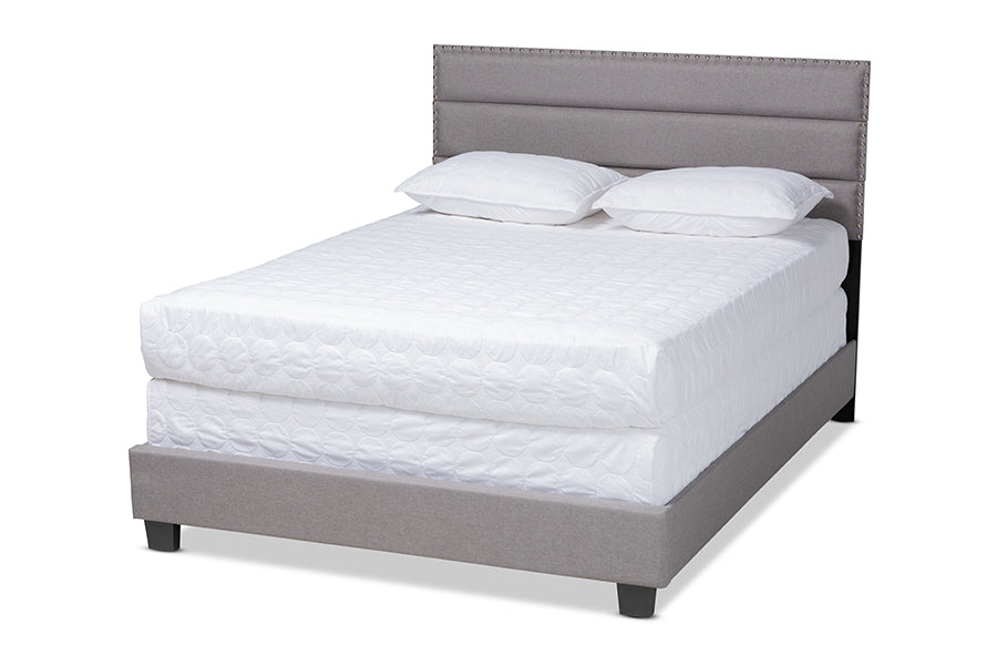 baxton studio ansa modern and contemporary grey fabric upholstered full size bed | Modish Furniture Store-2
