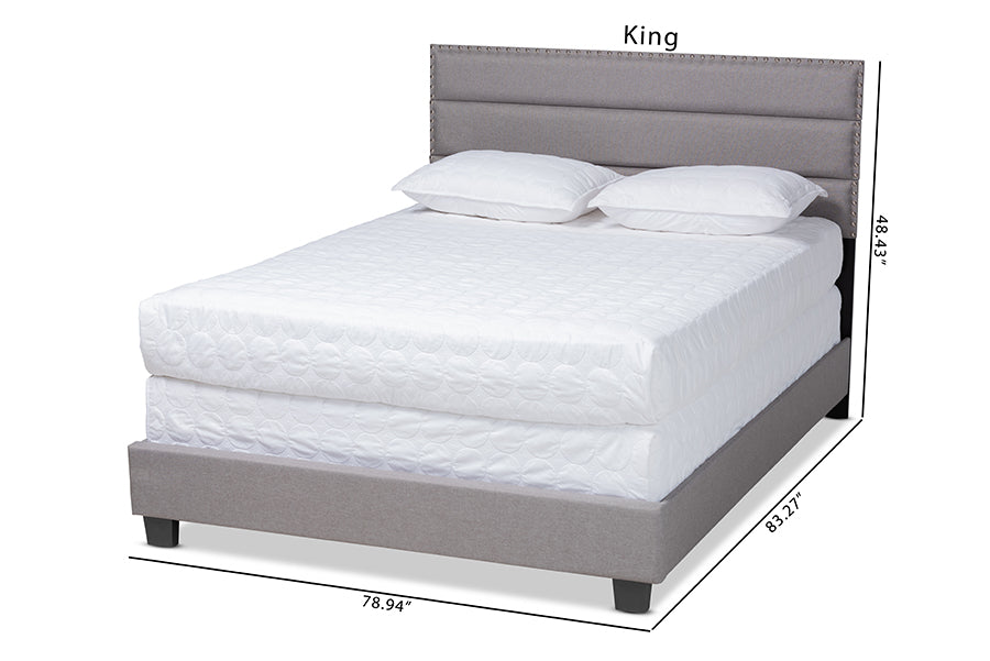Baxton Studio Ansa Modern and Contemporary Grey Fabric Upholstered King Size Bed | Beds | Modishstore - 6