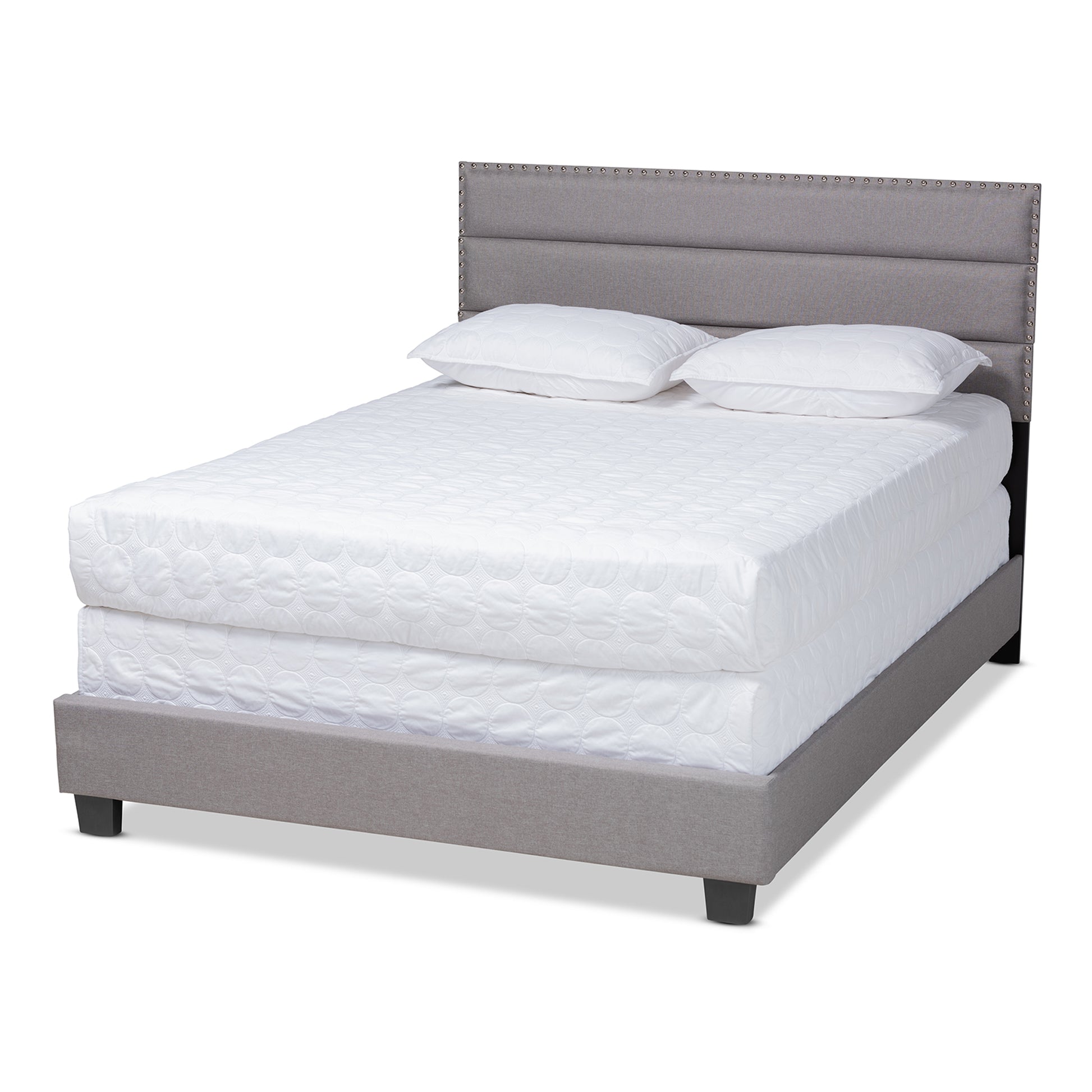 Baxton Studio Ansa Modern and Contemporary Grey Fabric Upholstered Queen Size Bed | Beds | Modishstore