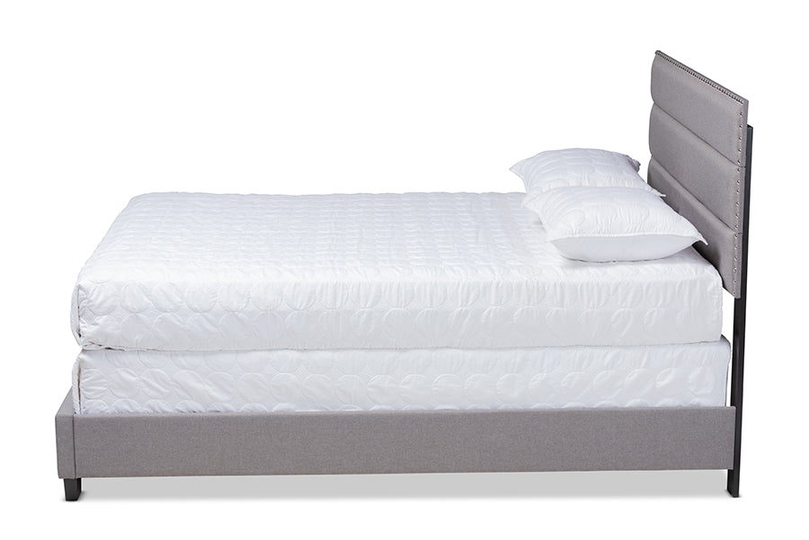 baxton studio ansa modern and contemporary grey fabric upholstered full size bed | Modish Furniture Store-3