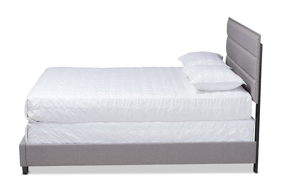 Baxton Studio Ansa Modern and Contemporary Grey Fabric Upholstered King Size Bed | Beds | Modishstore - 3