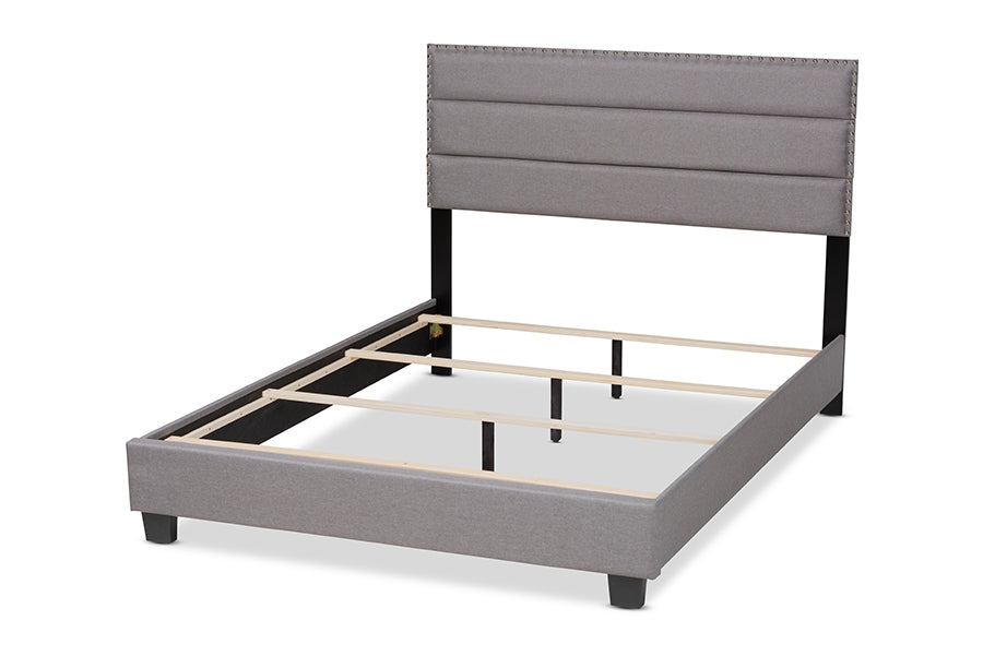 Baxton Studio Ansa Modern and Contemporary Grey Fabric Upholstered King Size Bed | Beds | Modishstore - 7