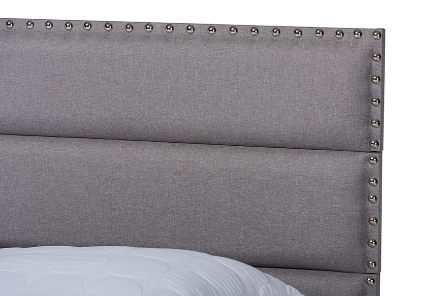 Baxton Studio Ansa Modern and Contemporary Grey Fabric Upholstered Queen Size Bed | Beds | Modishstore - 5