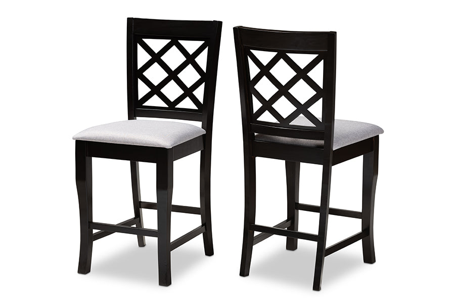 baxton studio alora modern and contemporary grey fabric upholstered espresso brown finished 2 piece wood counter stool set of 4 | Modish Furniture Store-2