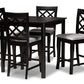 baxton studio alora modern and contemporary grey fabric upholstered espresso brown finished 5 piece wood pub set | Modish Furniture Store-2