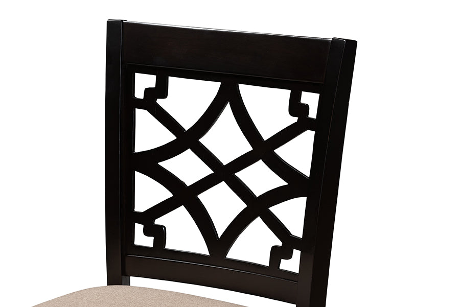 Baxton Studio Nisa Modern Sand Fabric 2-Piece Wood Counter Stool Set of 4 | Counter Stools | Modishstore - 4