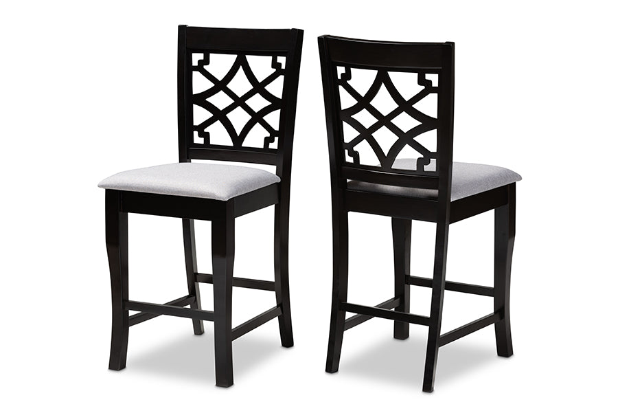 baxton studio nisa modern and contemporary grey fabric upholstered espresso brown finished 2 piece wood counter stool set of 4 | Modish Furniture Store-2