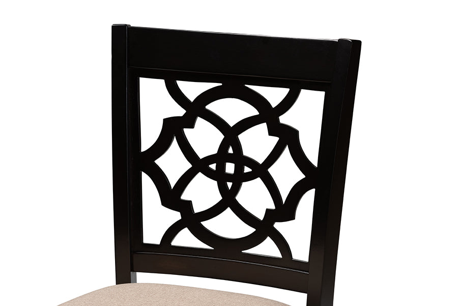 Baxton Studio Arden Modern and Contemporary Sand Fabric Upholstered Espresso Brown Finished 2-Piece Wood Counter Stool Set of 4 | Counter Stools | Modishstore - 4