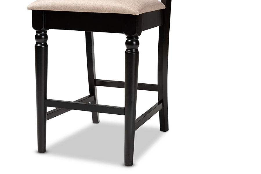 Baxton Studio Arden Modern and Contemporary Sand Fabric Upholstered Espresso Brown Finished 2-Piece Wood Counter Stool Set of 4 | Counter Stools | Modishstore - 3