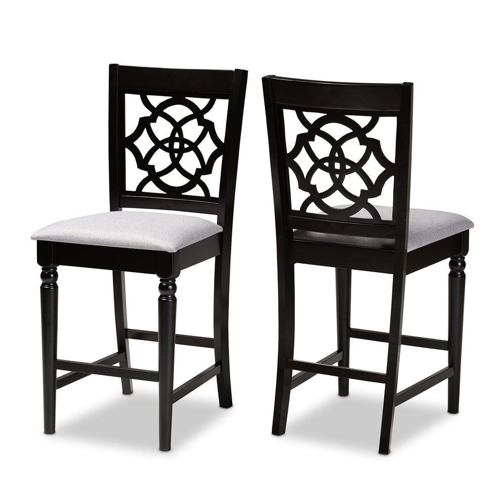 Baxton Studio Arden Modern and Contemporary Sand Fabric Upholstered Espresso Brown Finished 2-Piece Wood Counter Stool Set of 4 | Counter Stools | Modishstore - 8