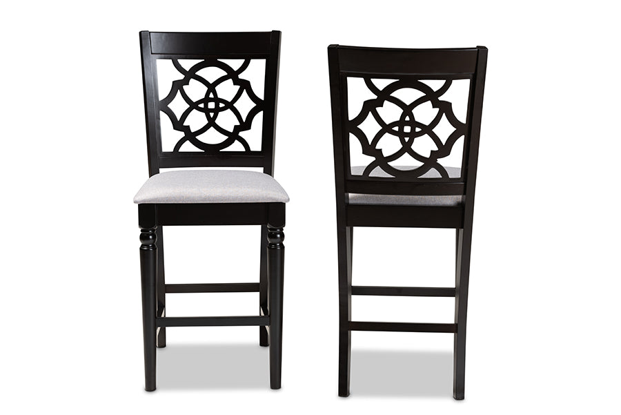 Baxton Studio Arden Modern and Contemporary Sand Fabric Upholstered Espresso Brown Finished 2-Piece Wood Counter Stool Set of 4 | Counter Stools | Modishstore - 13