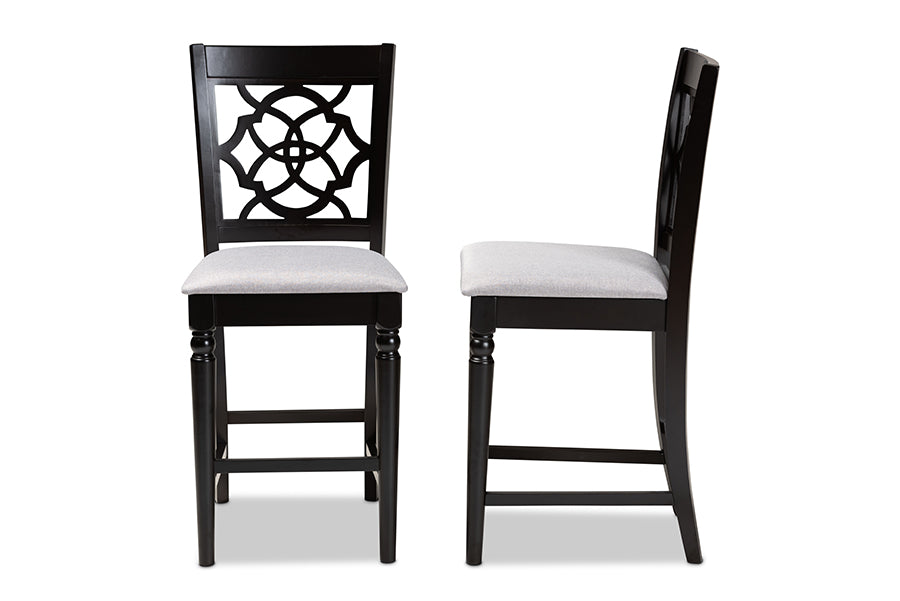 Baxton Studio Arden Modern and Contemporary Sand Fabric Upholstered Espresso Brown Finished 2-Piece Wood Counter Stool Set of 4 | Counter Stools | Modishstore - 12