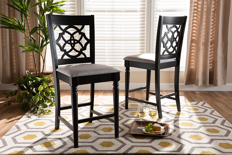 Baxton Studio Arden Modern and Contemporary Sand Fabric Upholstered Espresso Brown Finished 2-Piece Wood Counter Stool Set of 4 | Counter Stools | Modishstore - 9