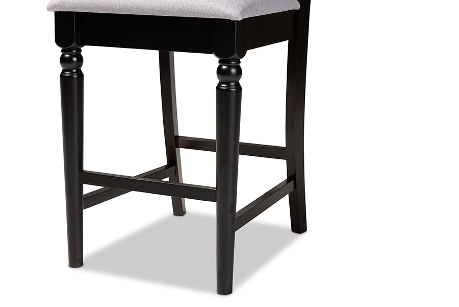 Baxton Studio Arden Modern and Contemporary Grey Fabric Upholstered Espresso Brown Finished 5-Piece Wood Pub Set | Dining Sets | Modishstore - 5