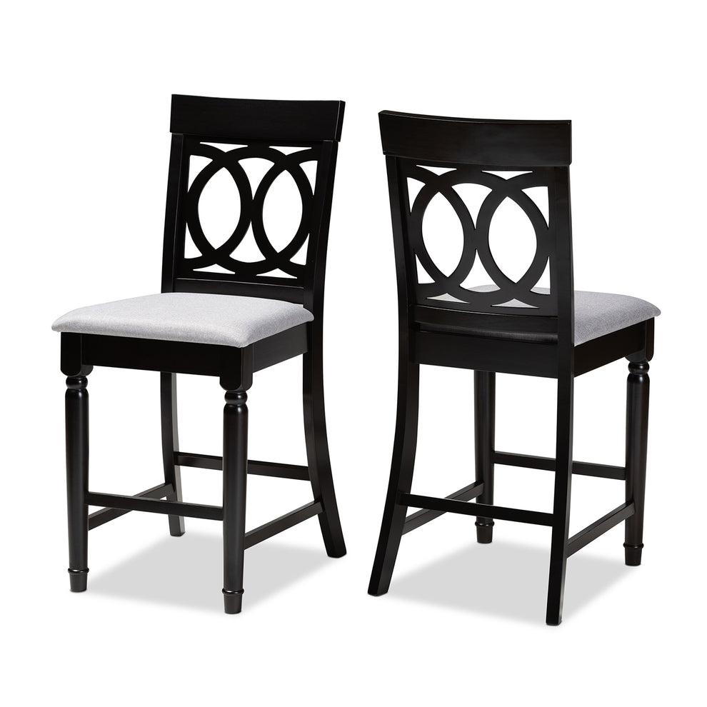Baxton Studio Verina Modern and Contemporary Sand Fabric Upholstered Espresso Brown Finished 2-Piece Wood Counter Stool Set of 4 | Counter Stools | Modishstore - 8