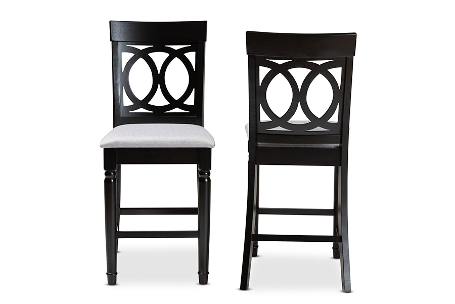 Baxton Studio Verina Modern and Contemporary Sand Fabric Upholstered Espresso Brown Finished 2-Piece Wood Counter Stool Set of 4 | Counter Stools | Modishstore - 13