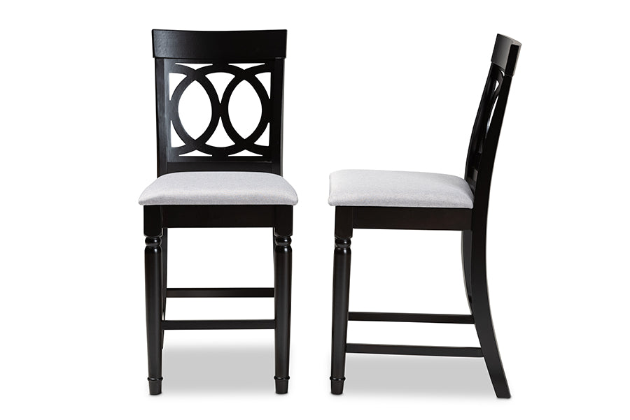 Baxton Studio Verina Modern and Contemporary Sand Fabric Upholstered Espresso Brown Finished 2-Piece Wood Counter Stool Set of 4 | Counter Stools | Modishstore - 12