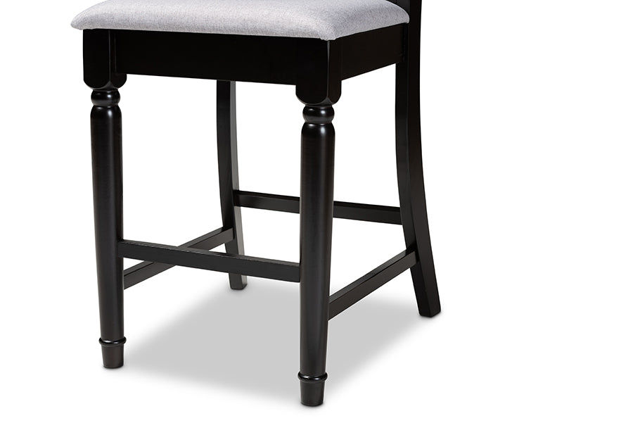 Baxton Studio Verina Modern and Contemporary Sand Fabric Upholstered Espresso Brown Finished 2-Piece Wood Counter Stool Set of 4 | Counter Stools | Modishstore - 10