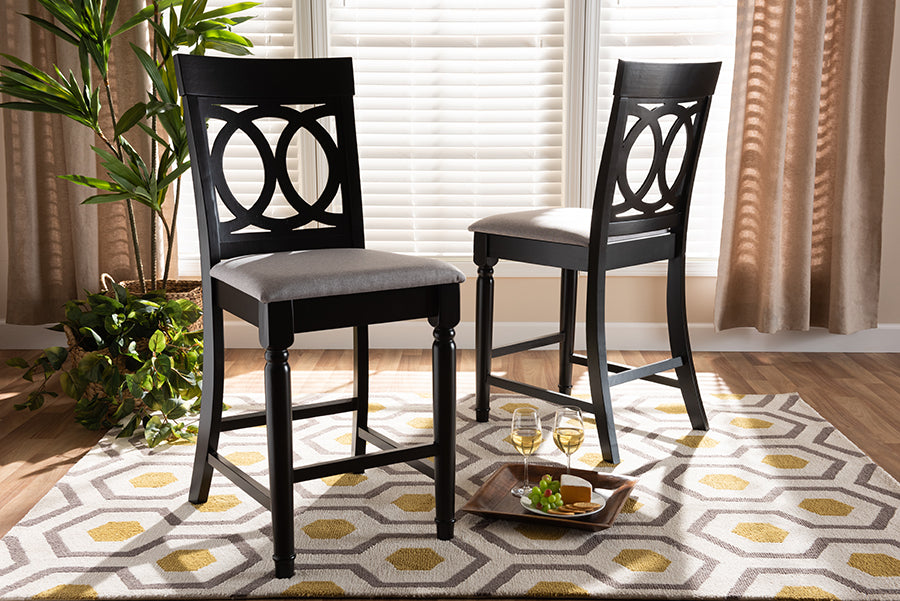 Baxton Studio Verina Modern and Contemporary Sand Fabric Upholstered Espresso Brown Finished 2-Piece Wood Counter Stool Set of 4 | Counter Stools | Modishstore - 9