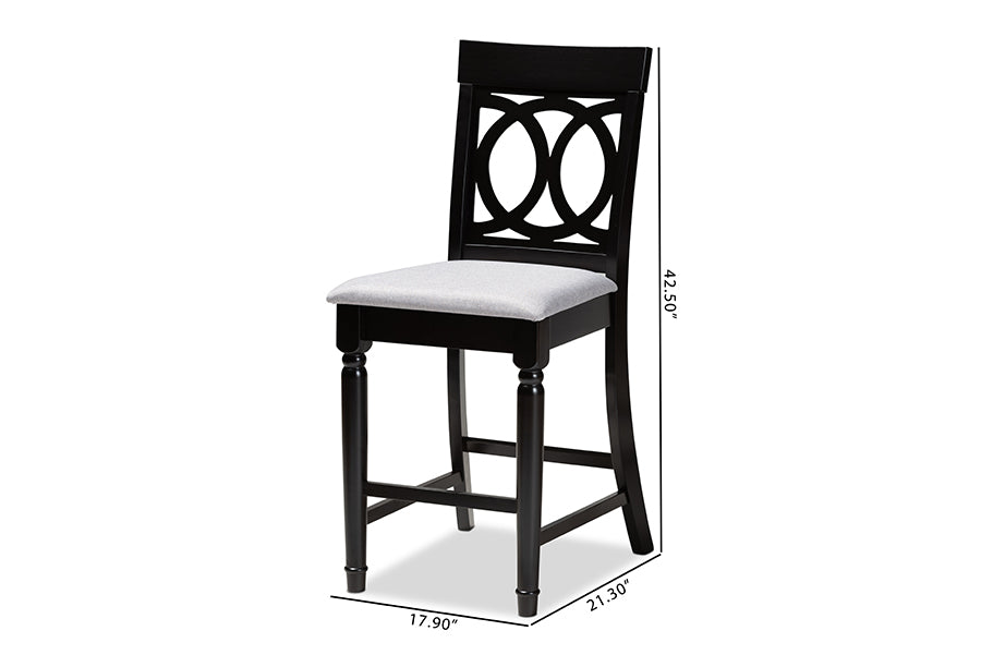 Baxton Studio Verina Modern and Contemporary Sand Fabric Upholstered Espresso Brown Finished 2-Piece Wood Counter Stool Set of 4 | Counter Stools | Modishstore - 14