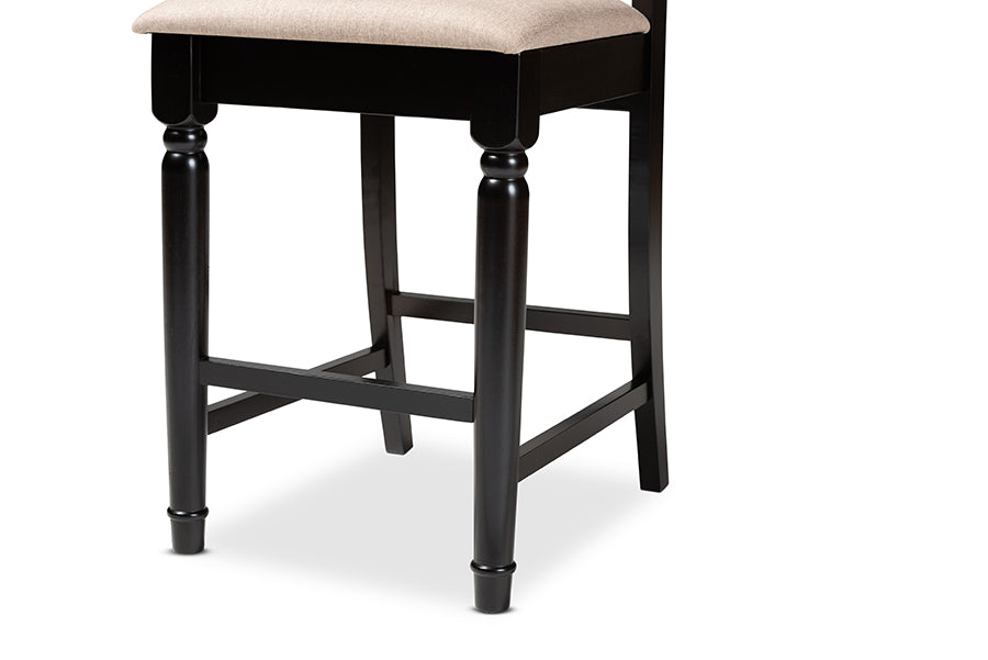 Baxton Studio Darcie Modern and Contemporary Sand Fabric Upholstered Espresso Brown Finished 5-Piece Wood Pub Set | Dining Sets | Modishstore - 5