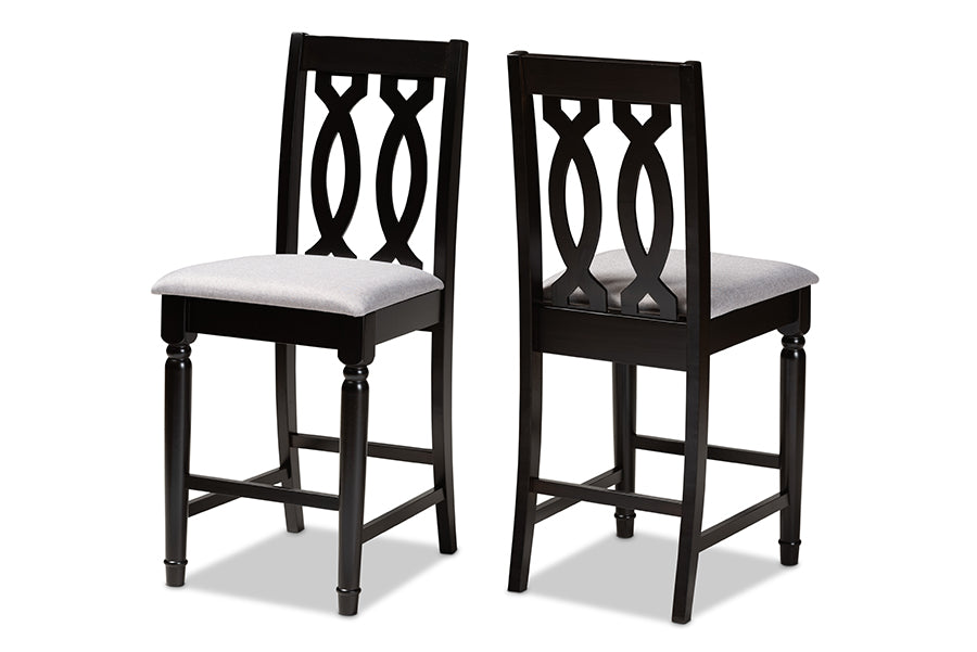 baxton studio darcie modern and contemporary grey fabric upholstered espresso brown finished 2 piece wood counter stool set of 4 | Modish Furniture Store-2