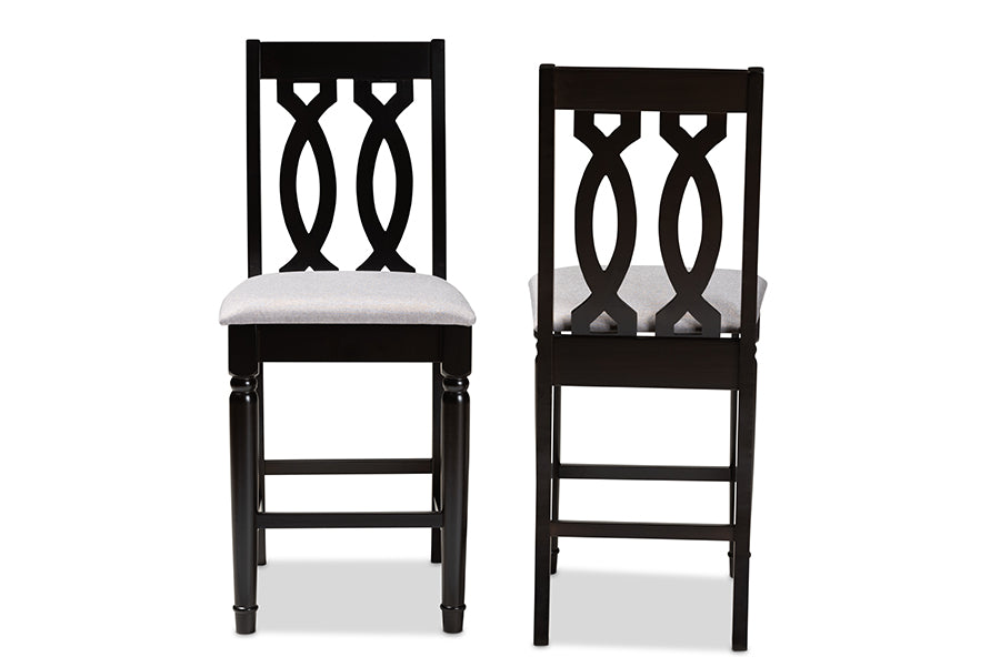 baxton studio darcie modern and contemporary grey fabric upholstered espresso brown finished 2 piece wood counter stool set of 4 | Modish Furniture Store-3