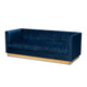 Baxton Studio Aveline Glam and Luxe Navy Blue Velvet Fabric Upholstered Brushed Gold Finished Sofa | Sofas | Modishstore
