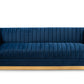 Baxton Studio Aveline Glam and Luxe Navy Blue Velvet Fabric Upholstered Brushed Gold Finished Sofa | Sofas | Modishstore - 8
