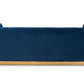 Baxton Studio Aveline Glam and Luxe Navy Blue Velvet Fabric Upholstered Brushed Gold Finished Sofa | Sofas | Modishstore - 6