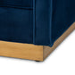 Baxton Studio Aveline Glam and Luxe Navy Blue Velvet Fabric Upholstered Brushed Gold Finished Sofa | Sofas | Modishstore - 4