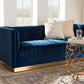 Baxton Studio Aveline Glam and Luxe Navy Blue Velvet Fabric Upholstered Brushed Gold Finished Sofa | Sofas | Modishstore - 2