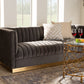 Baxton Studio Aveline Glam and Luxe Navy Blue Velvet Fabric Upholstered Brushed Gold Finished Sofa | Sofas | Modishstore - 10