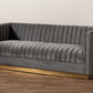Baxton Studio Aveline Glam and Luxe Navy Blue Velvet Fabric Upholstered Brushed Gold Finished Sofa | Sofas | Modishstore - 11