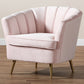 Baxton Studio Emeline Glam and Luxe Light Pink Velvet Fabric Upholstered Brushed Gold Finished Accent Chair | Modishstore | Accent Chairs
