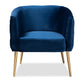 baxton studio marcelle glam and luxe navy blue velvet fabric upholstered brushed gold finished accent chair | Modish Furniture Store-3