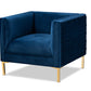 baxton studio seraphin glam and luxe navy blue velvet fabric upholstered gold finished armchair | Modish Furniture Store-2
