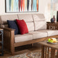 Baxton Studio Charlotte Modern Classic Mission Style Taupe Fabric Upholstered Walnut Brown Finished Wood 3-Seater Sofa | Modishstore | Sofas